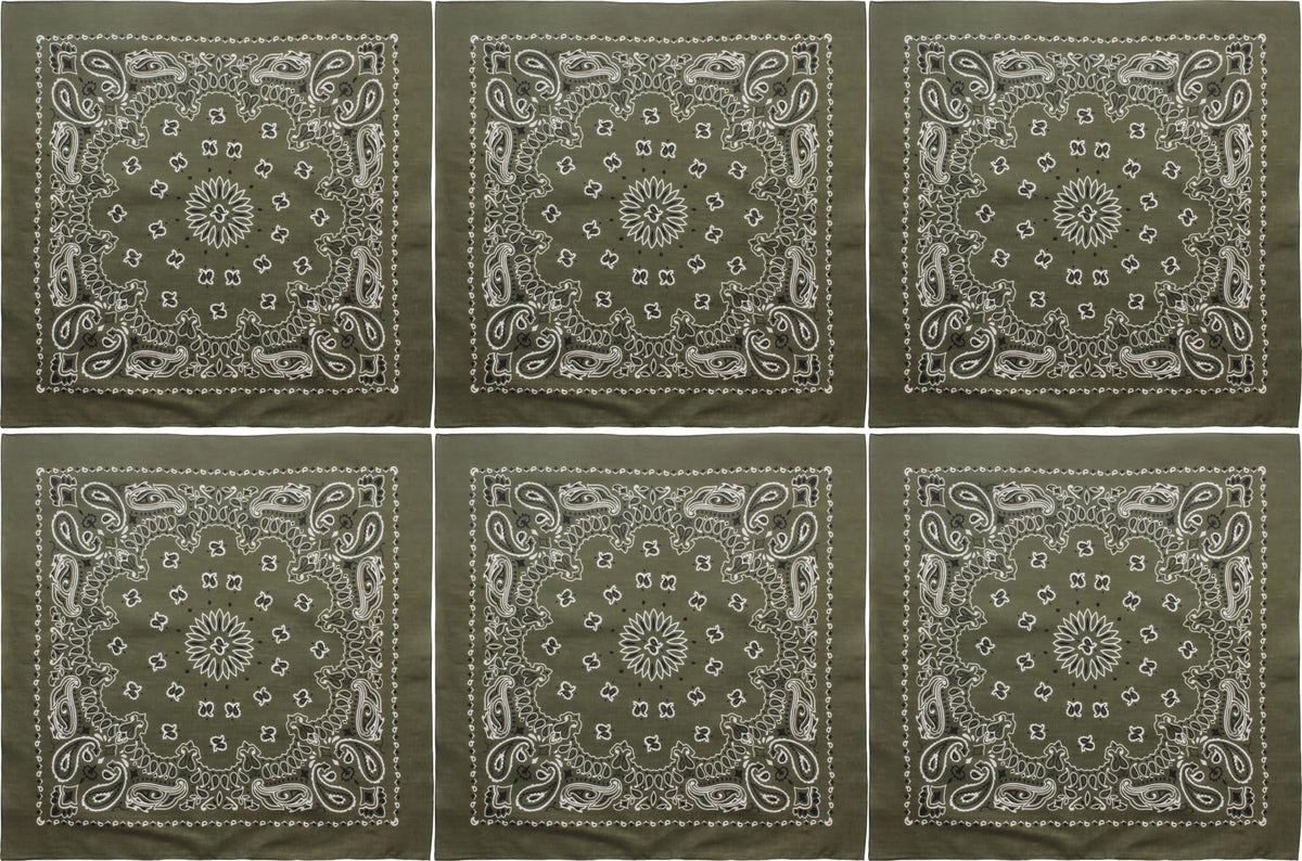 Trainmen Paisley 27" Jumbo Military Bandana Head Scarf Do-rag 100% Cotton Bandanna Face Cover 6-Pack