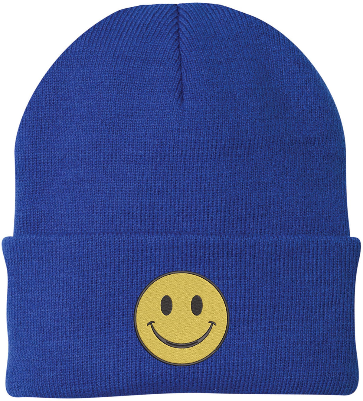 Smiiley Face Embroidered Beanie Hat | 100% Acrylic Knitted Winter Unisex Skull Cap