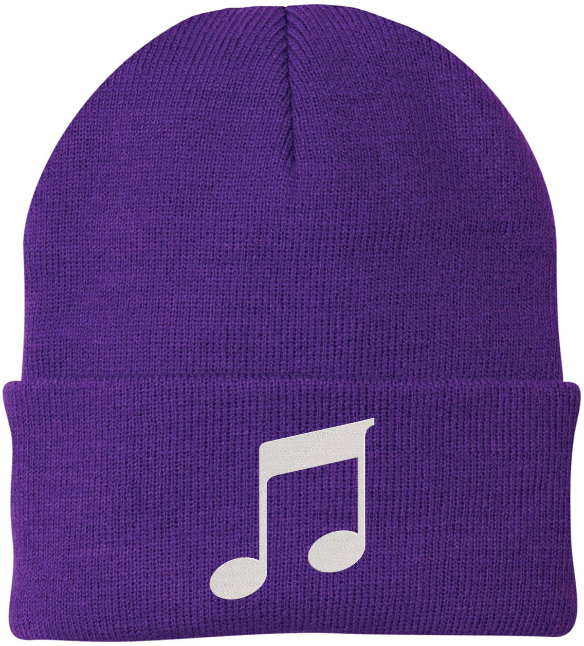 Music Note Embroidered Beanie Knit Cuffed Cap Music Lover Hat Musician Gift