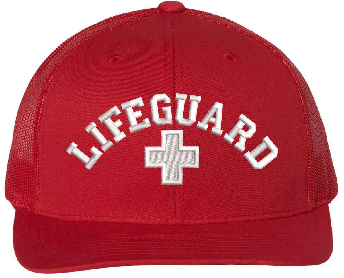 Lifeguard Embroidered Trucker Hat | Mesh Back Snapback Adjustable Professional Safety Baseball Cap