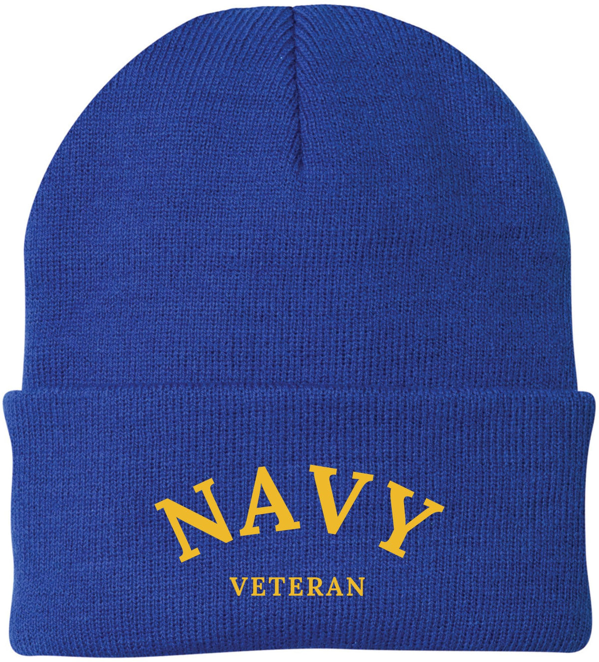 Navy Veteran Embroidered Beanie Hat | USA Military Patriotic 100% Acrylic Winter Knit Cap for Men & Women
