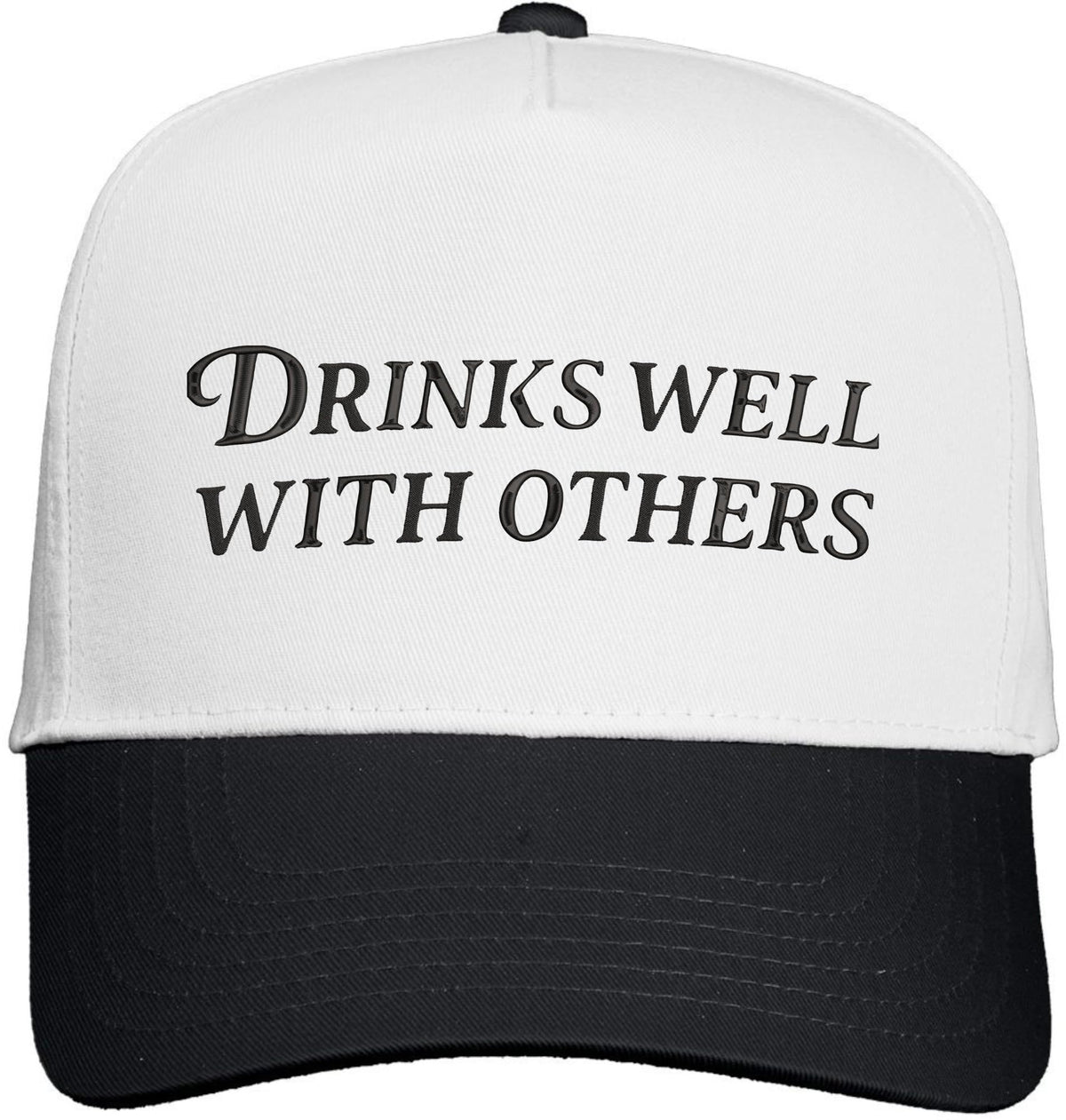 Drinks Well With Others Two Toned Twill Hat | Funny Party Drinking Embroidered Snapback Cap for Men & Women