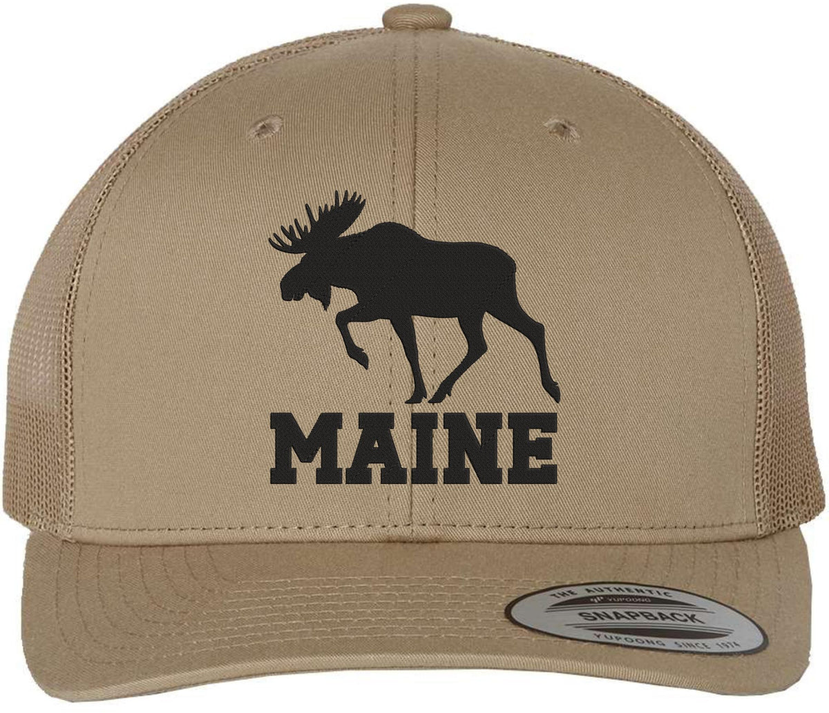 Maine Moose Embroidered Trucker Cap | Adjustable Snapback Hat | Wildlife Graphic Outdoor Adventure Headwear