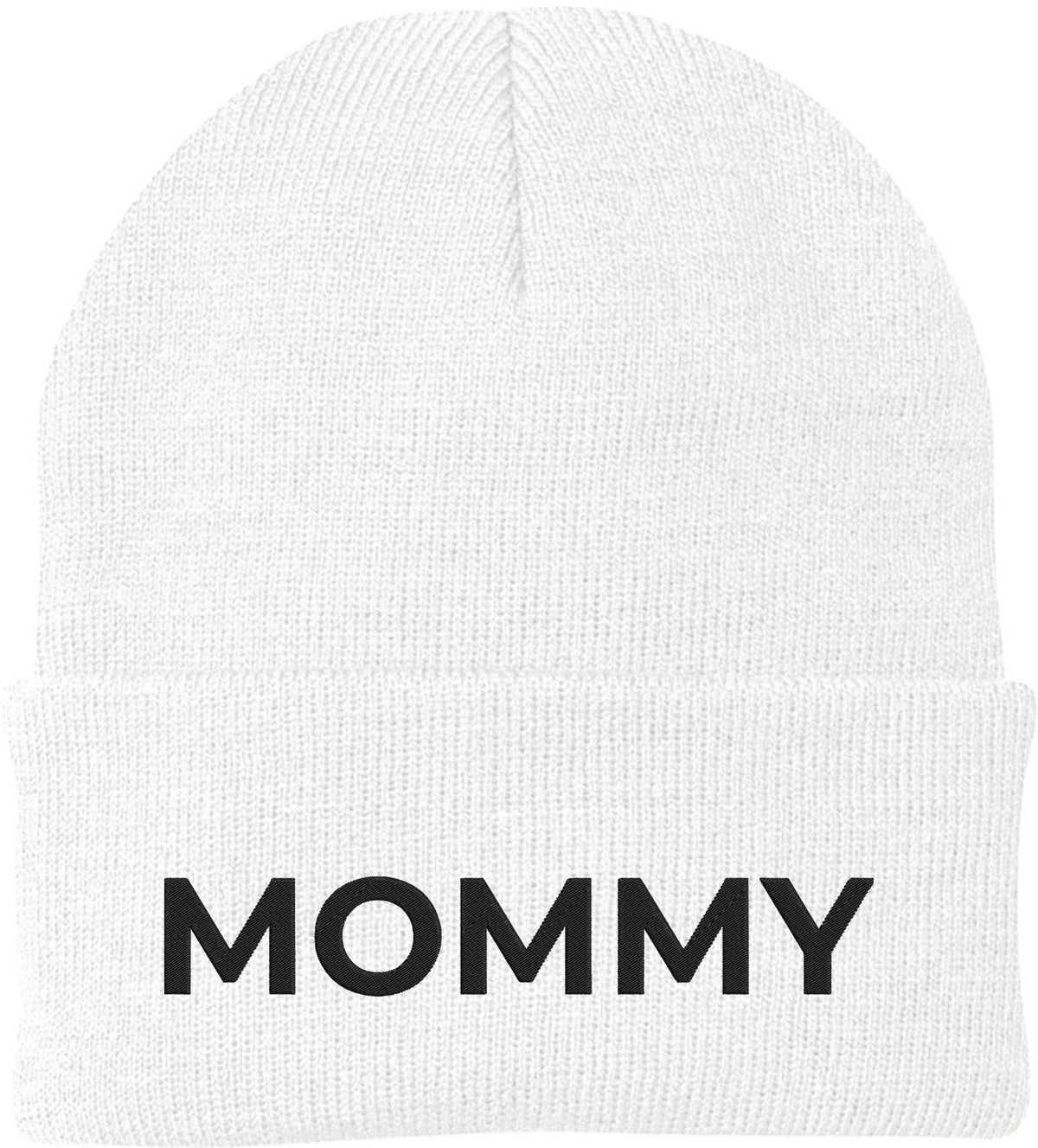 Mommy Embroidered Beanie | Bold Acrylic Knit Winter Hat | Casual Mother's Day Skull Cap Trendy Statement Mom Hat