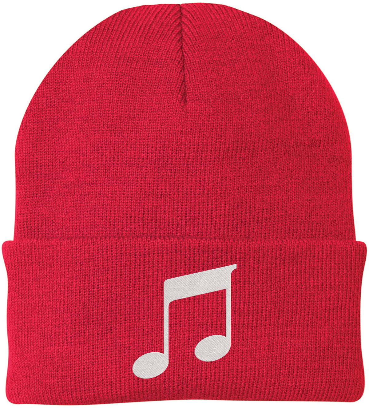 Music Note Embroidered Beanie Knit Cuffed Cap Music Lover Hat Musician Gift