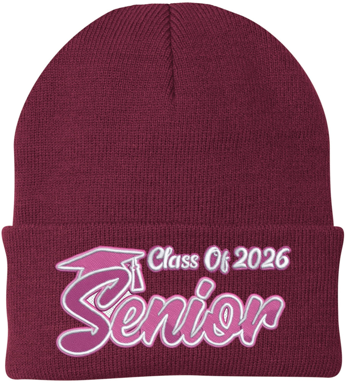 Senior 2026 Embroidered Beanie Hat Acrylic Knit Soft Warm Graduate Finish School Beanie Watch Cap