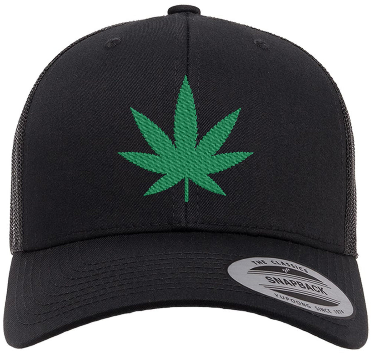 Embroidered Trucker Hat Mesh Snapback Cap Skull UFO Jolly Roger Hops Leaf Design