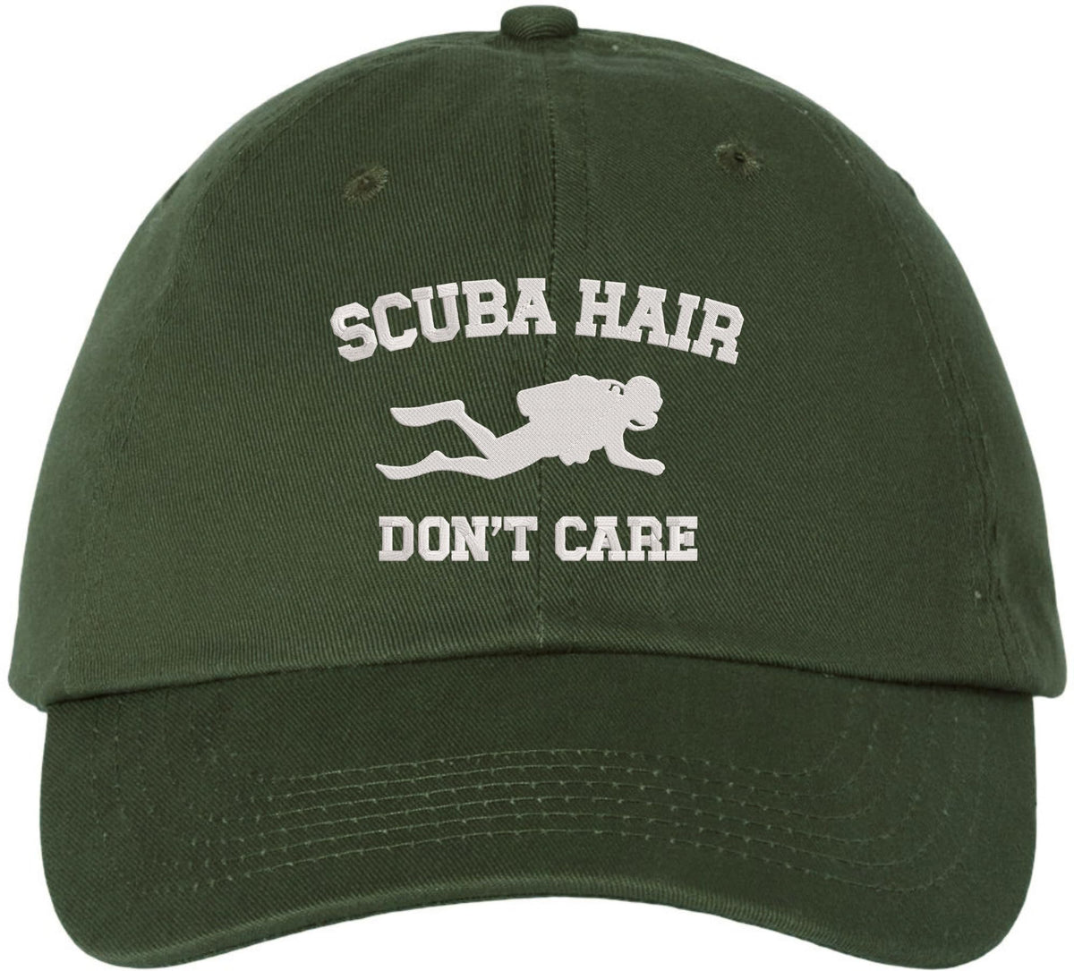 Scuba Hair Don’t Care Embroidered Dad Hat | Funny Diving Scuba Divers & Ocean Lovers Baseball Hat
