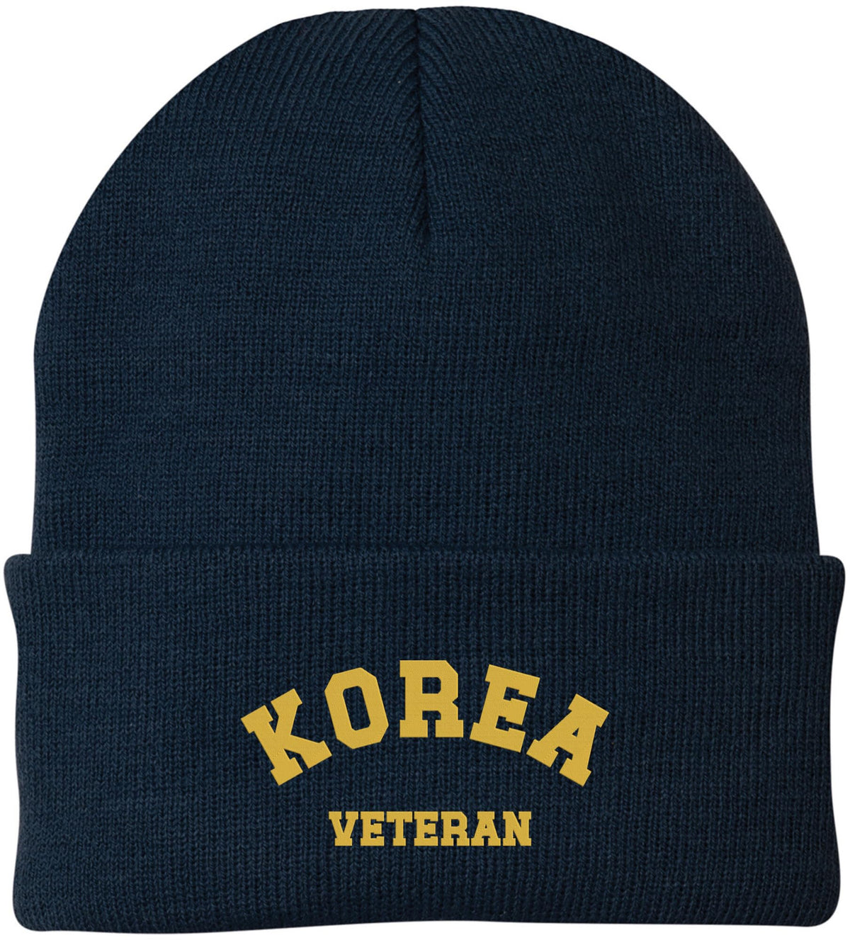 Korea Veteran Embroidered Beanie Hat | USA Military Patriotic 100% Acrylic Winter Knit Cap for Men & Women