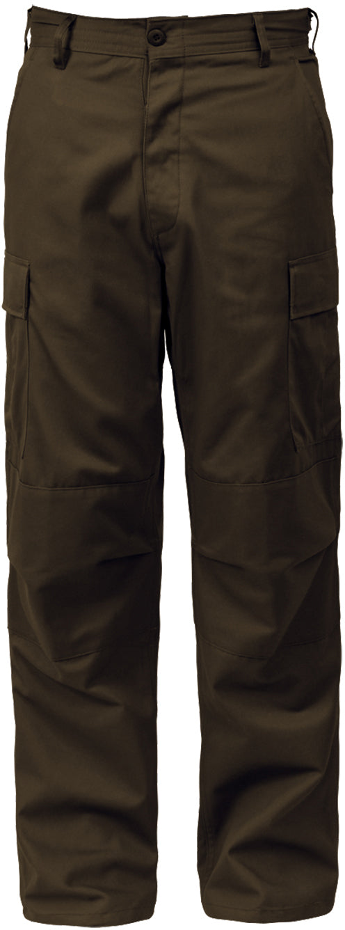 Brown - Tactical BDU Pants Cargo Fatigues - Poly/Cotton Twill - Button Fly