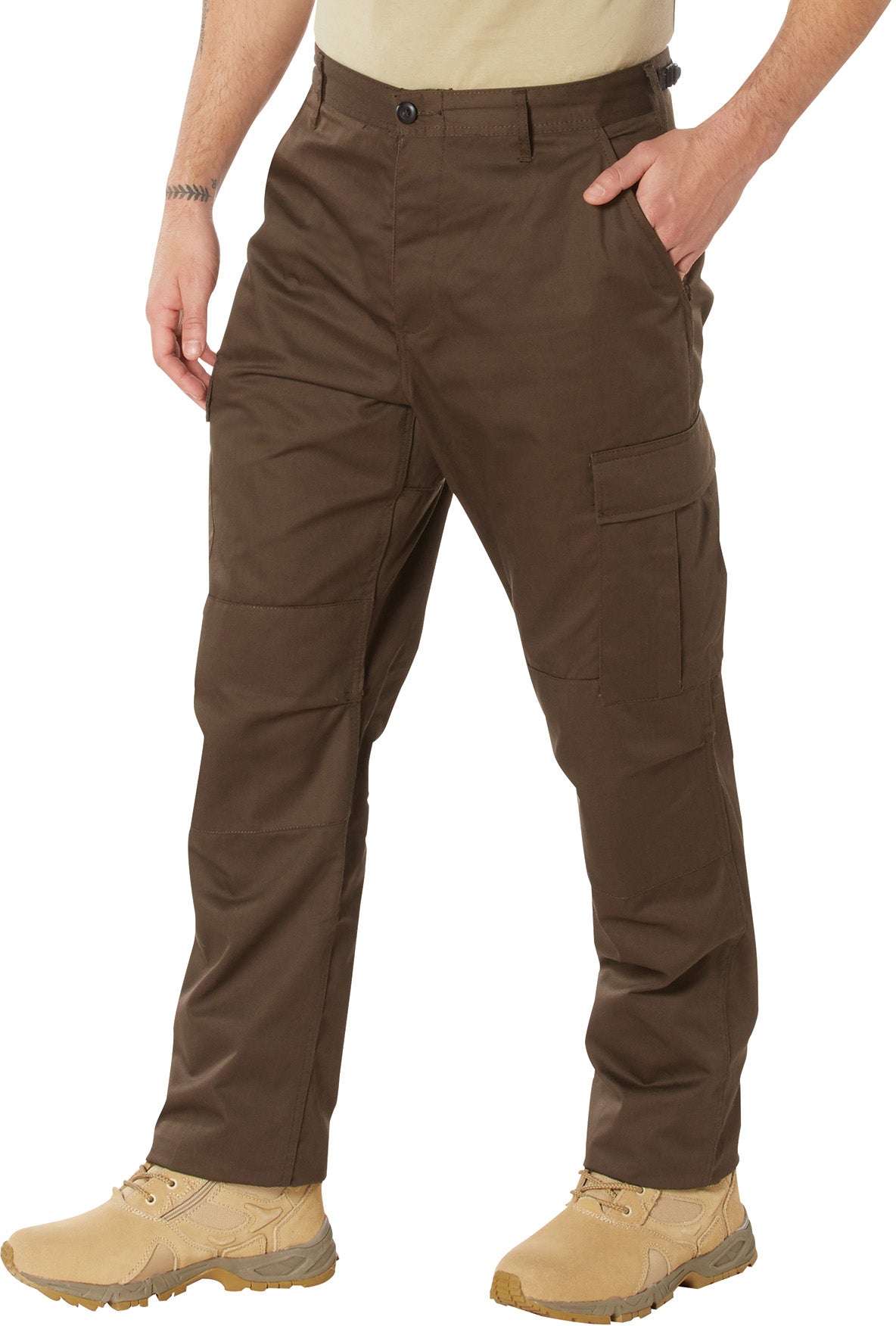 Brown - Tactical BDU Pants Cargo Fatigues - Poly/Cotton Twill - Button Fly