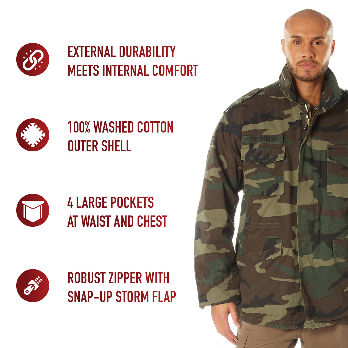 Woodland Camouflage - Tactical M-65 Field Lightweight Jacket