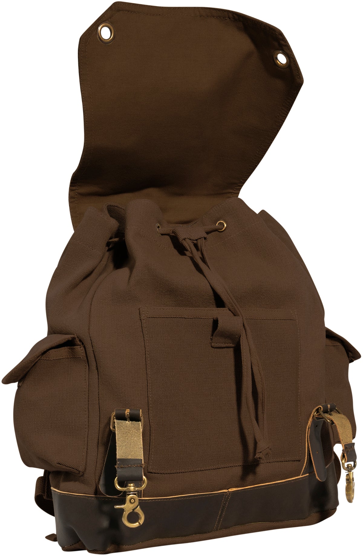 Brown Brown - Vintage Military Leather Trim Expedition Rucksack