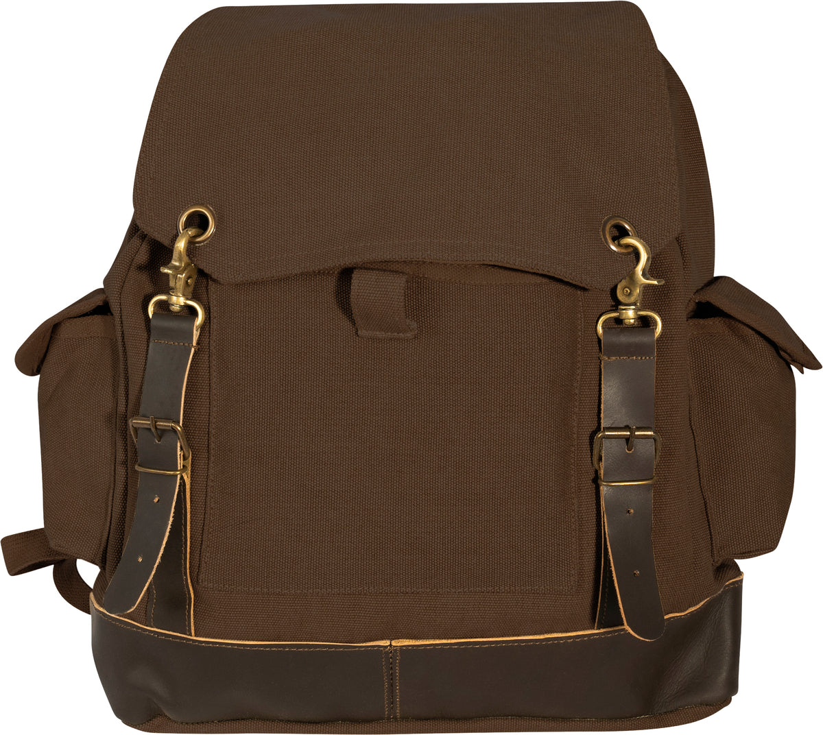 Brown Brown - Vintage Military Leather Trim Expedition Rucksack