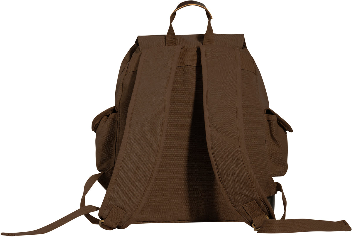 Brown Brown - Vintage Military Leather Trim Expedition Rucksack