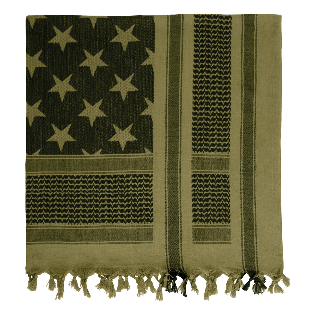 Olive Drab - US Stars and Stripes Shemagh Tactical Desert Scarf