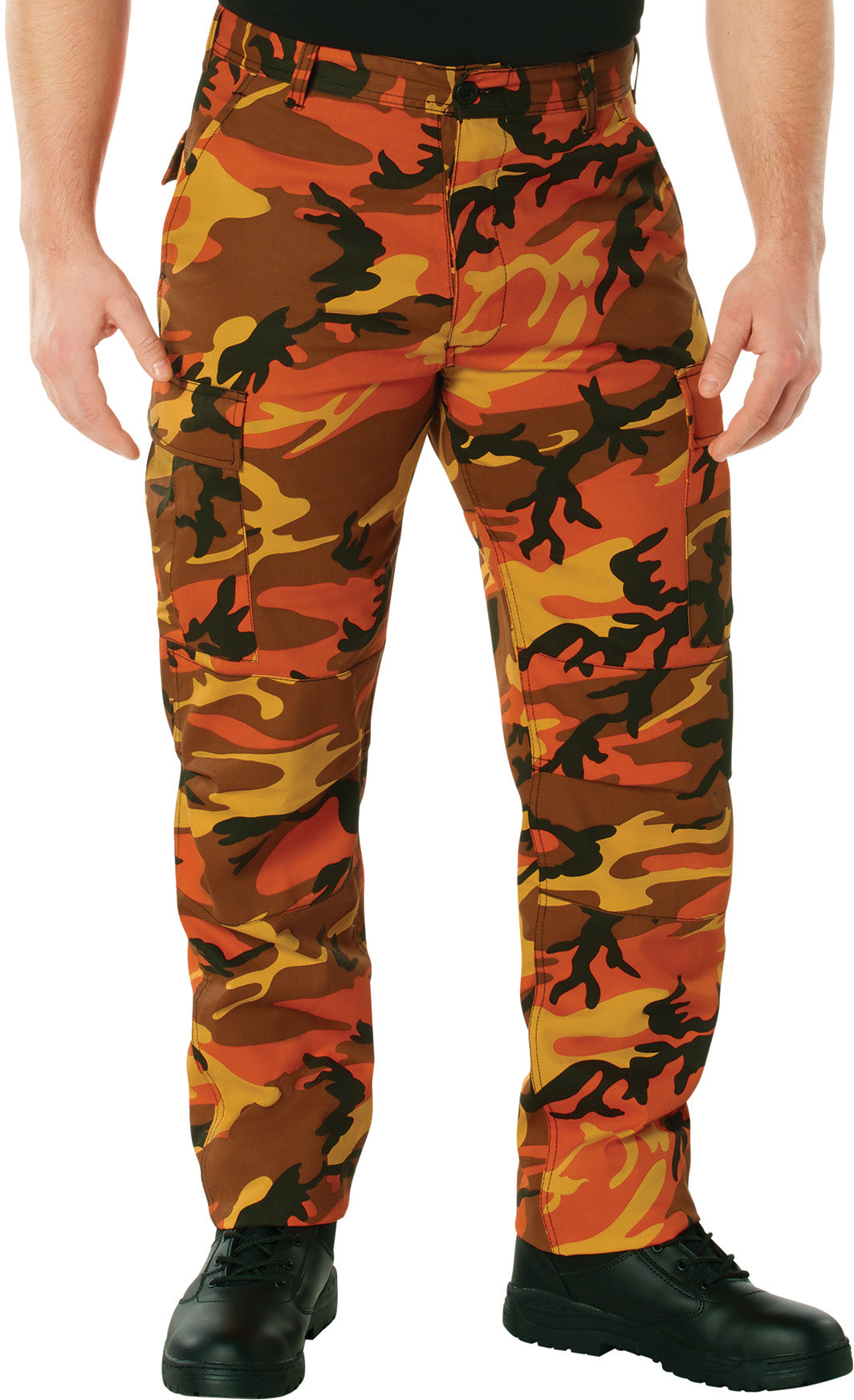 Savage Orange Camouflage - Tactical BDU Pants Cargo Fatigues - Poly/Cotton Twill - Button Fly