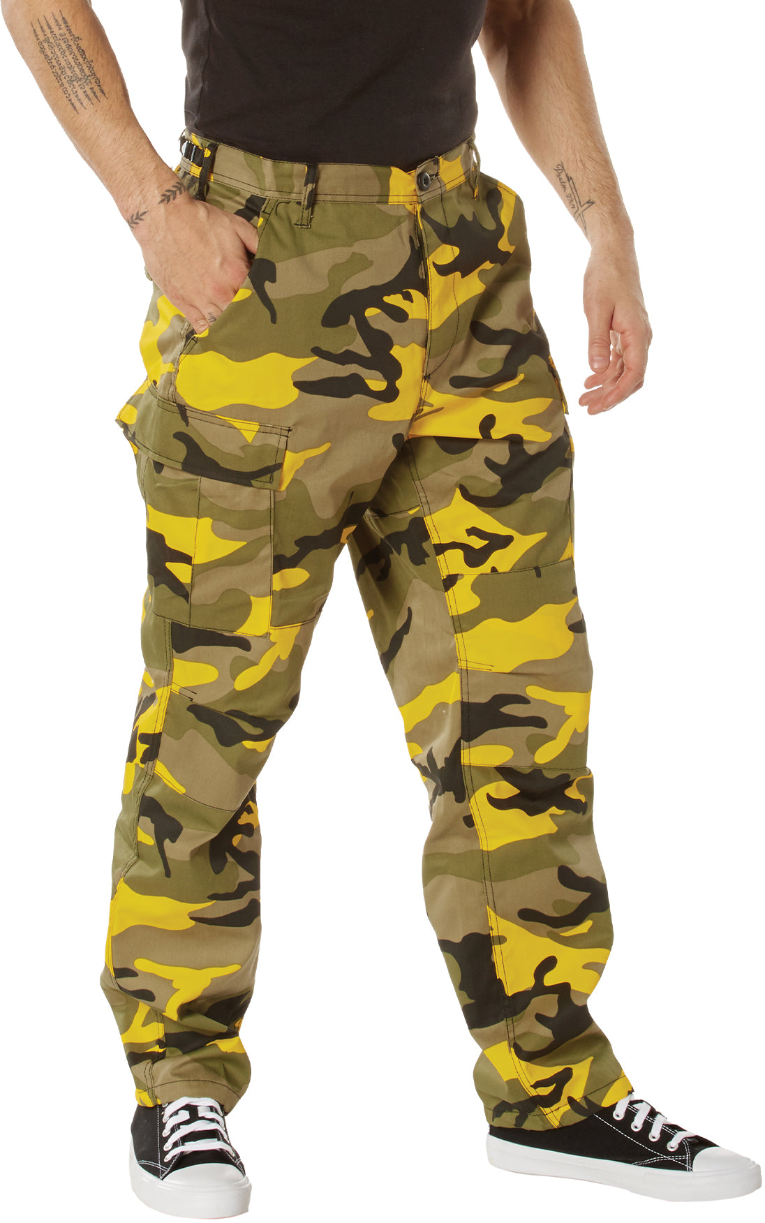Stinger Yellow Camouflage - Tactical BDU Pants Cargo Fatigues - Poly/Cotton Twill - Button Fly
