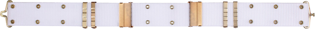 White Army Style Pistol Belt with Gold Brass Buckle - Nylon