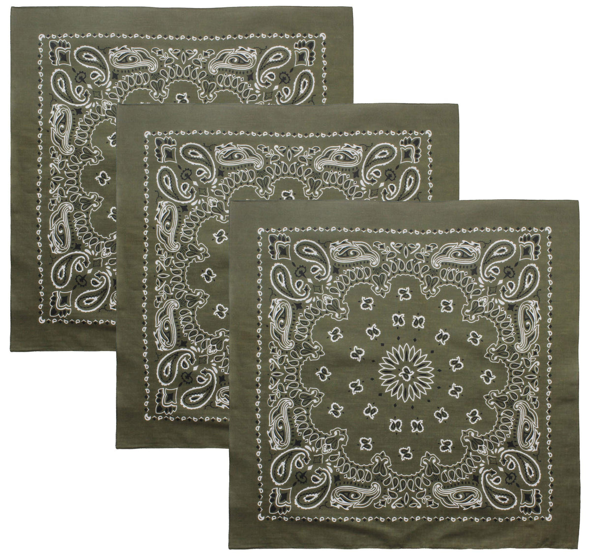 Trainmen Paisley 27" Jumbo Military Bandana Head Scarf Do-rag 100% Cotton Bandanna Face Cover 3-Pack