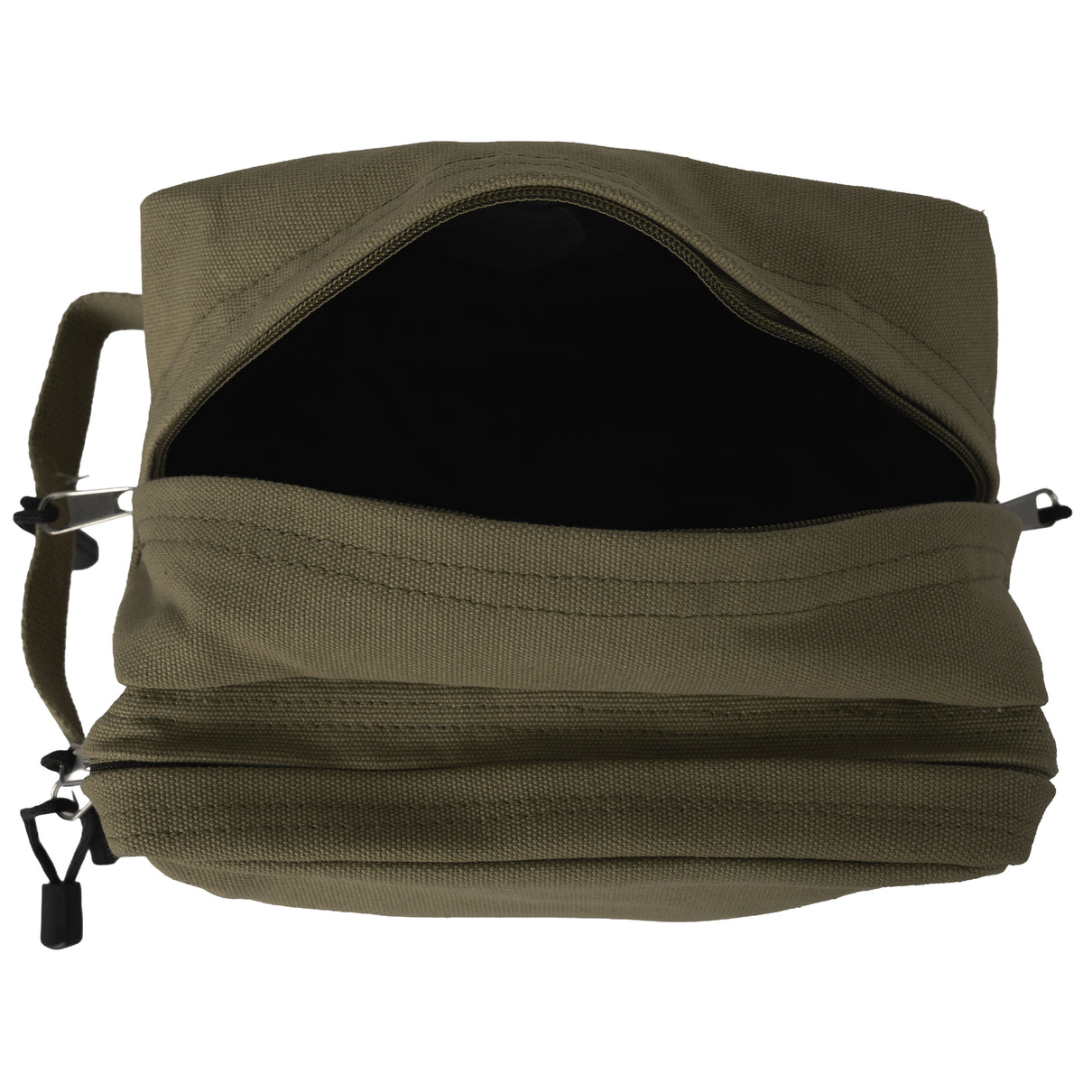 Olive Drab - Dual Compartment Travel and Shave Kit Bag - Cotton Canvas