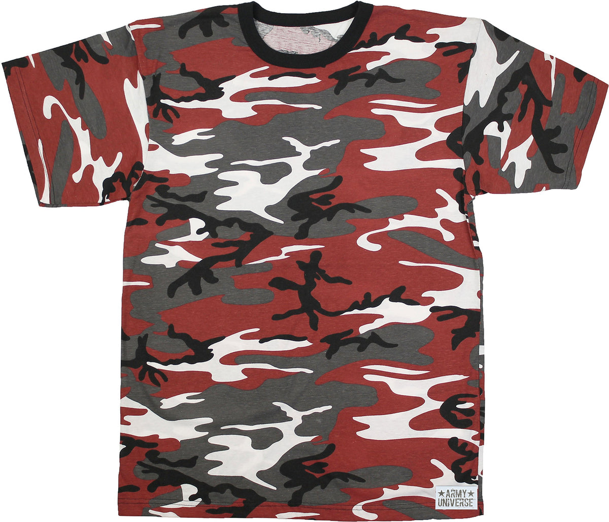 Tactical Camouflage T-Shirt Army Fashion Color Camo Military Crewneck Short Sleeve Top Tee Shirt