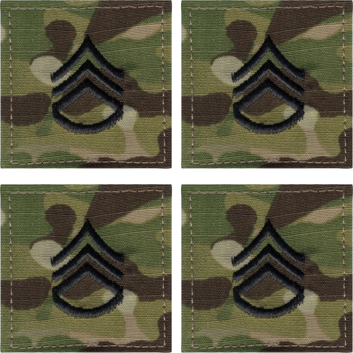 Military Rank Insignia Patch Multicam OCP Camouflage Hook & Loop Ripstop 4 Pack Made In USA