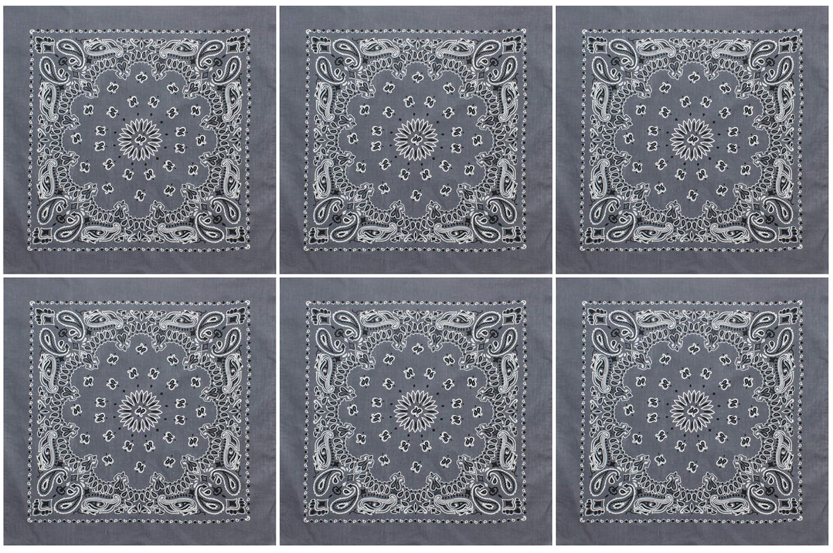 Trainmen Paisley 27" Jumbo Military Bandana Head Scarf Do-rag 100% Cotton Bandanna Face Cover 6-Pack