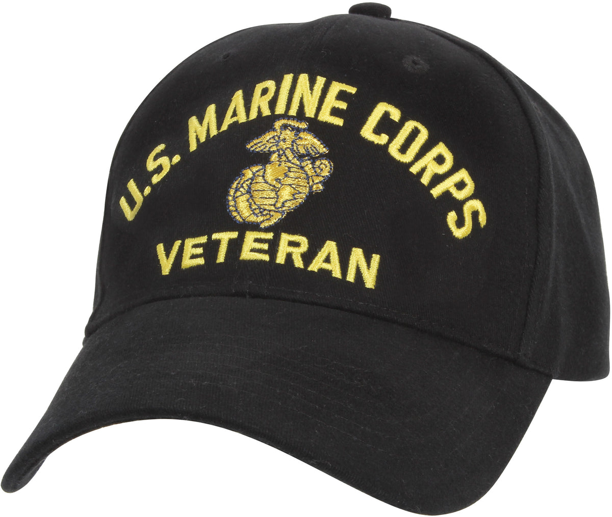 Black - US MARINE CORPS VETERAN Low Profile Deluxe Adjustable Cap
