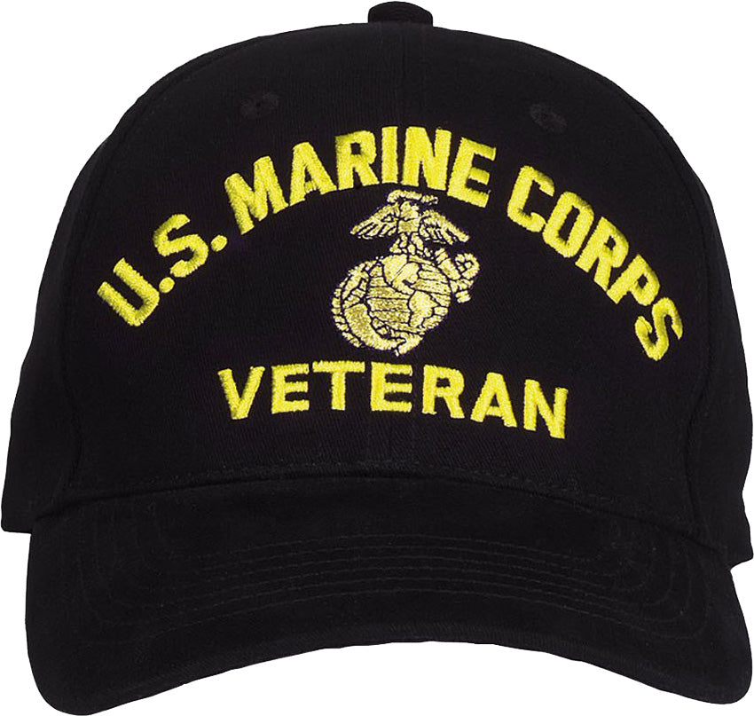 Black - US MARINE CORPS VETERAN Low Profile Deluxe Adjustable Cap