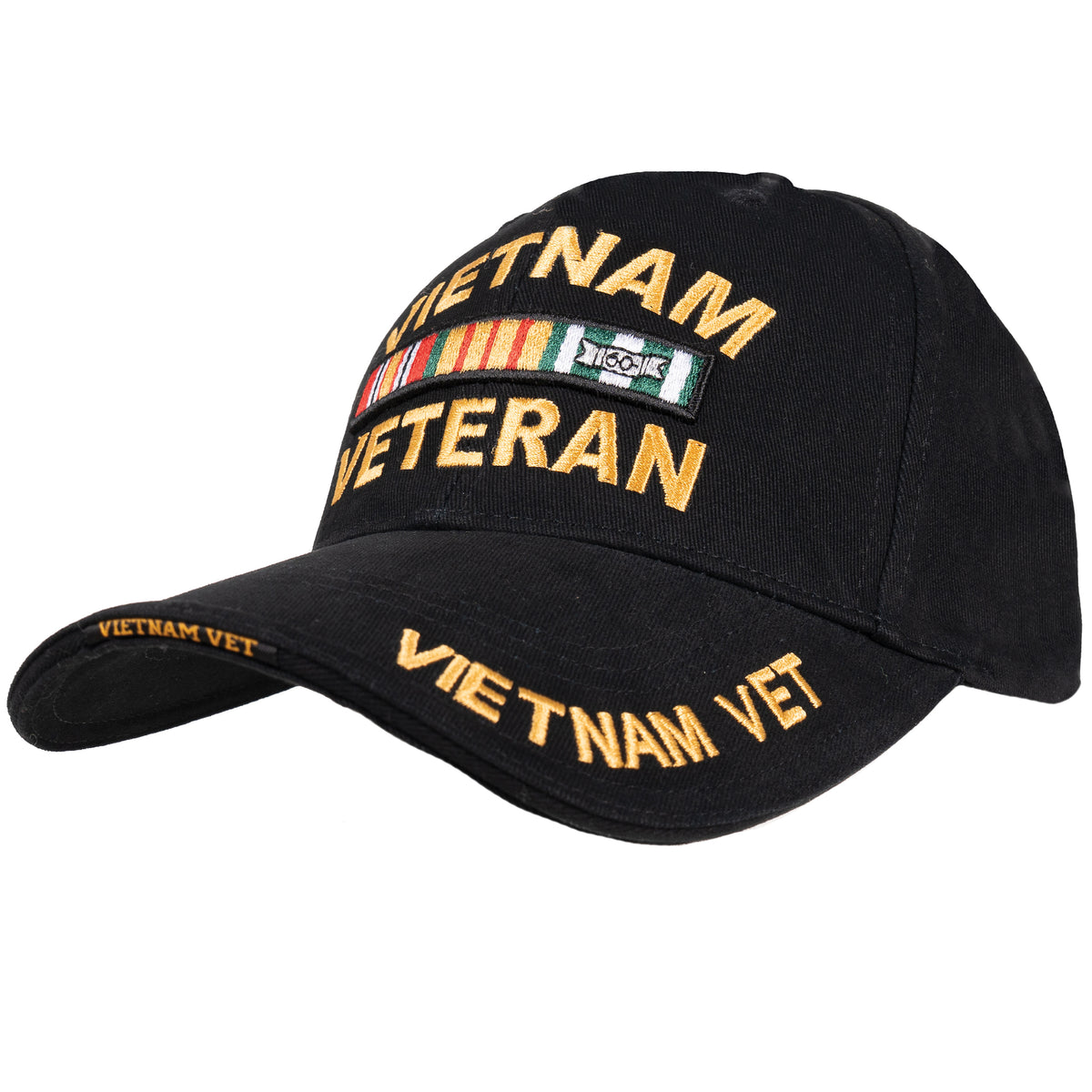 Black - Deluxe VIETNAM VETERAN Adjustable Baseball Cap, Structured, Brushed Cotton