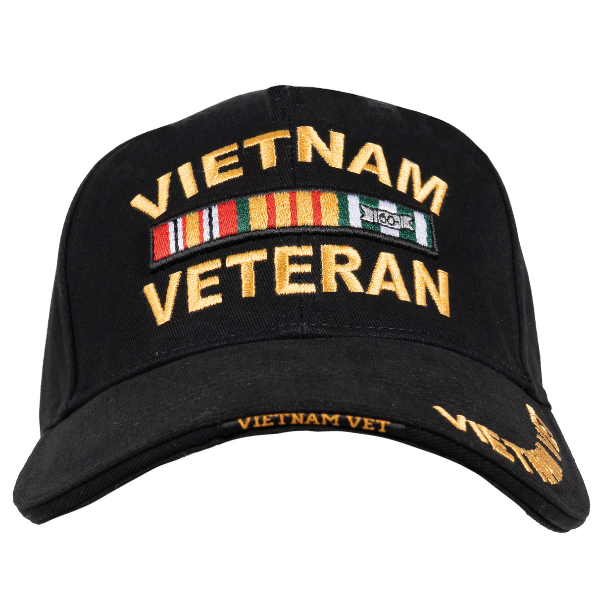 Black - Deluxe VIETNAM VETERAN Adjustable Baseball Cap, Structured, Brushed Cotton