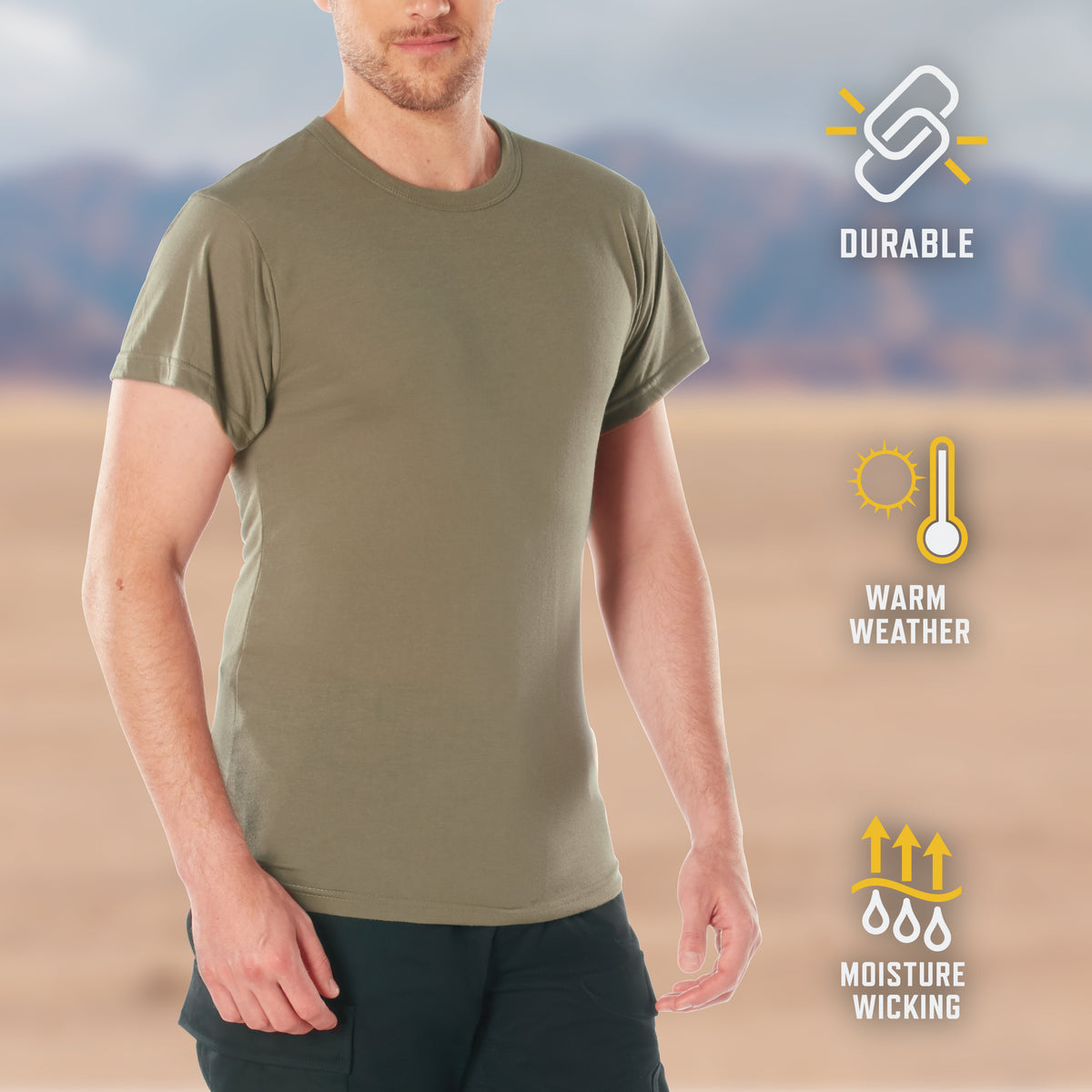 Black - Military GI Moisture Wicking Short Sleeve T-Shirt - Polyester