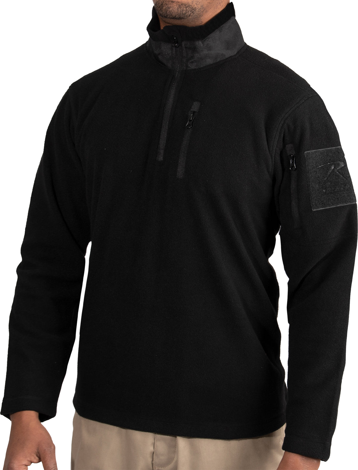 Black - Tactical Quarter Zip Sweatshirt - Fleece - Uniform Top Base Layer