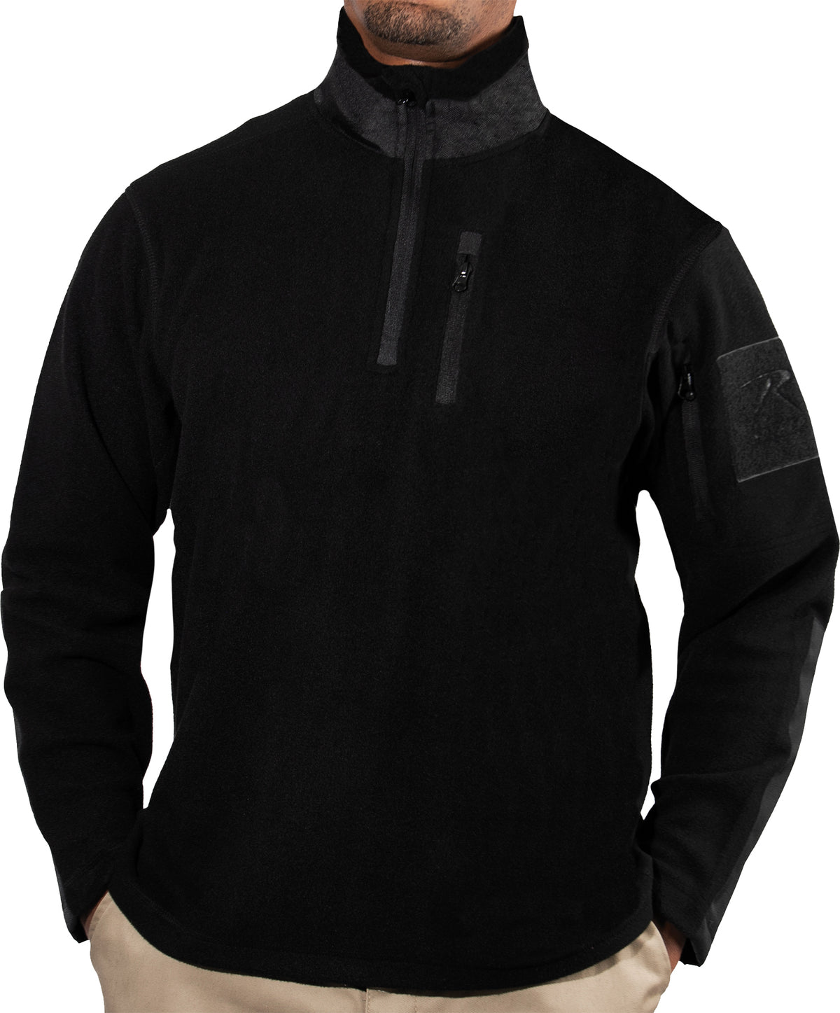 Black - Tactical Quarter Zip Sweatshirt - Fleece - Uniform Top Base Layer