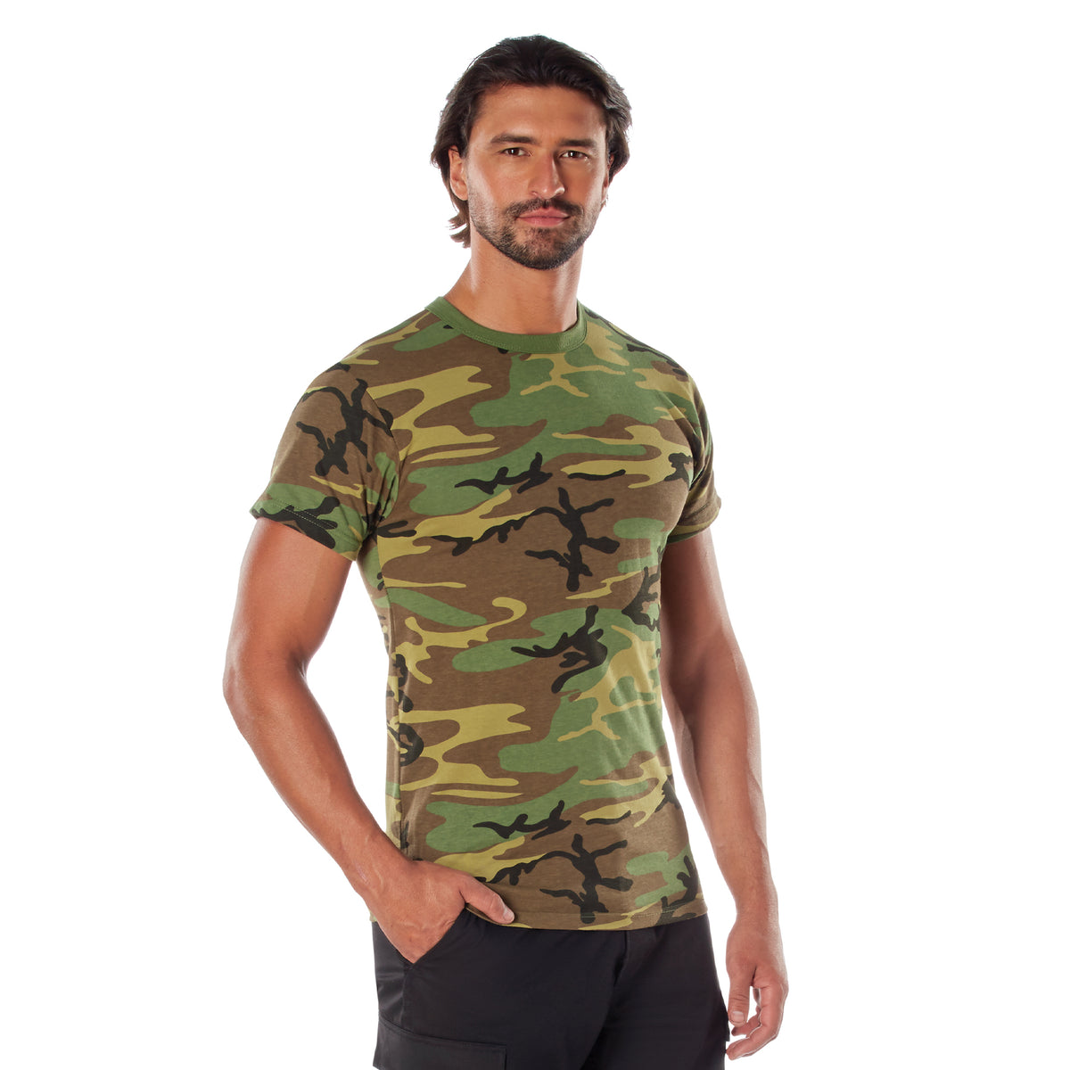 Woodland Camo - Tactical Heavyweight Short Sleeve T-Shirt, Poly/Cotton