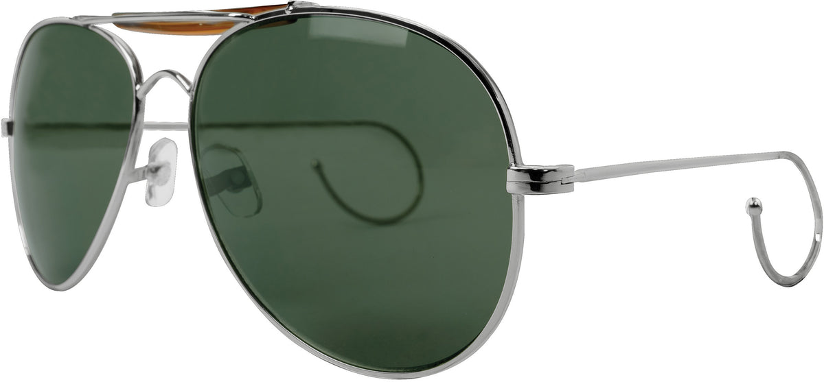 Green Lenses - US Air Force Style Aviator Suglasses with Case