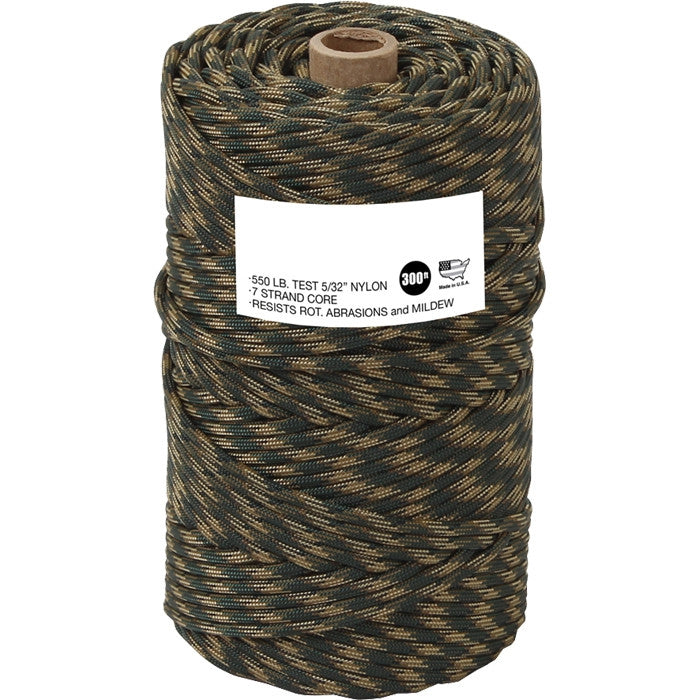 Woodland Camouflage - Military Grade 550 LB Tested Type III Paracord Rope 300'