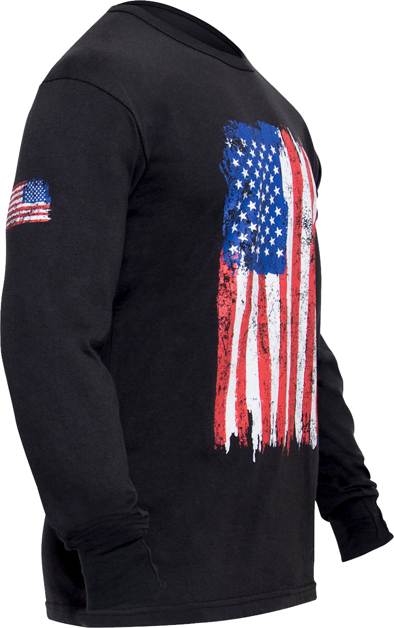 Red/White/Blue - US Flag Long Sleeve T-Shirt