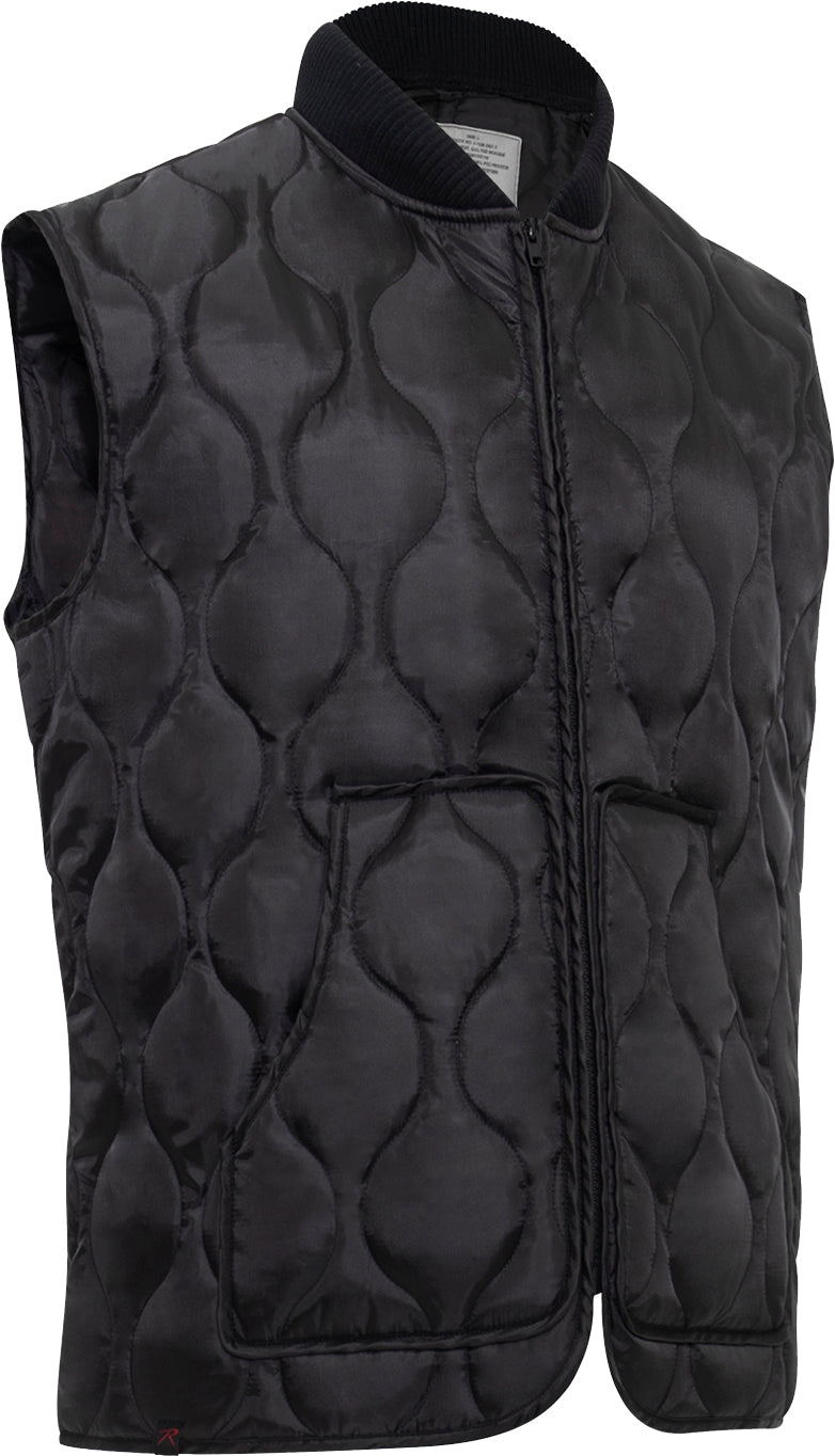 Black - Quilted Woobie Vest - Lightweight Insulated Outdoors Vest - Polyester