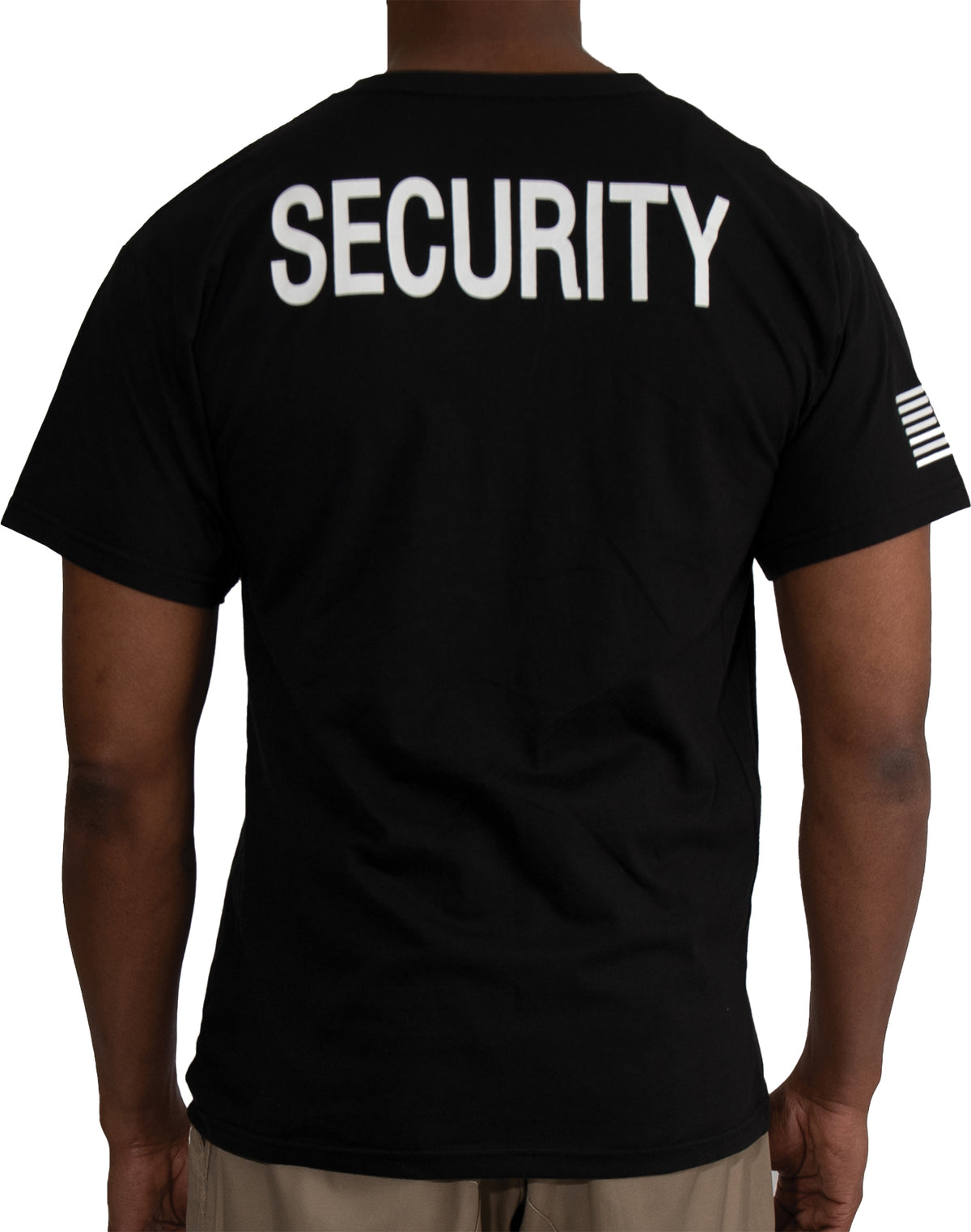 Black - 2-Sided Security T-Shirt with US Flag On Sleeve