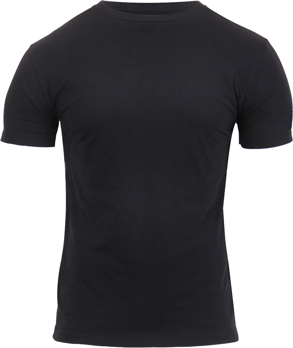 Black - Tactical Gym T-Shirt, Athletic Fit, Solid Color, Poly/Cotton