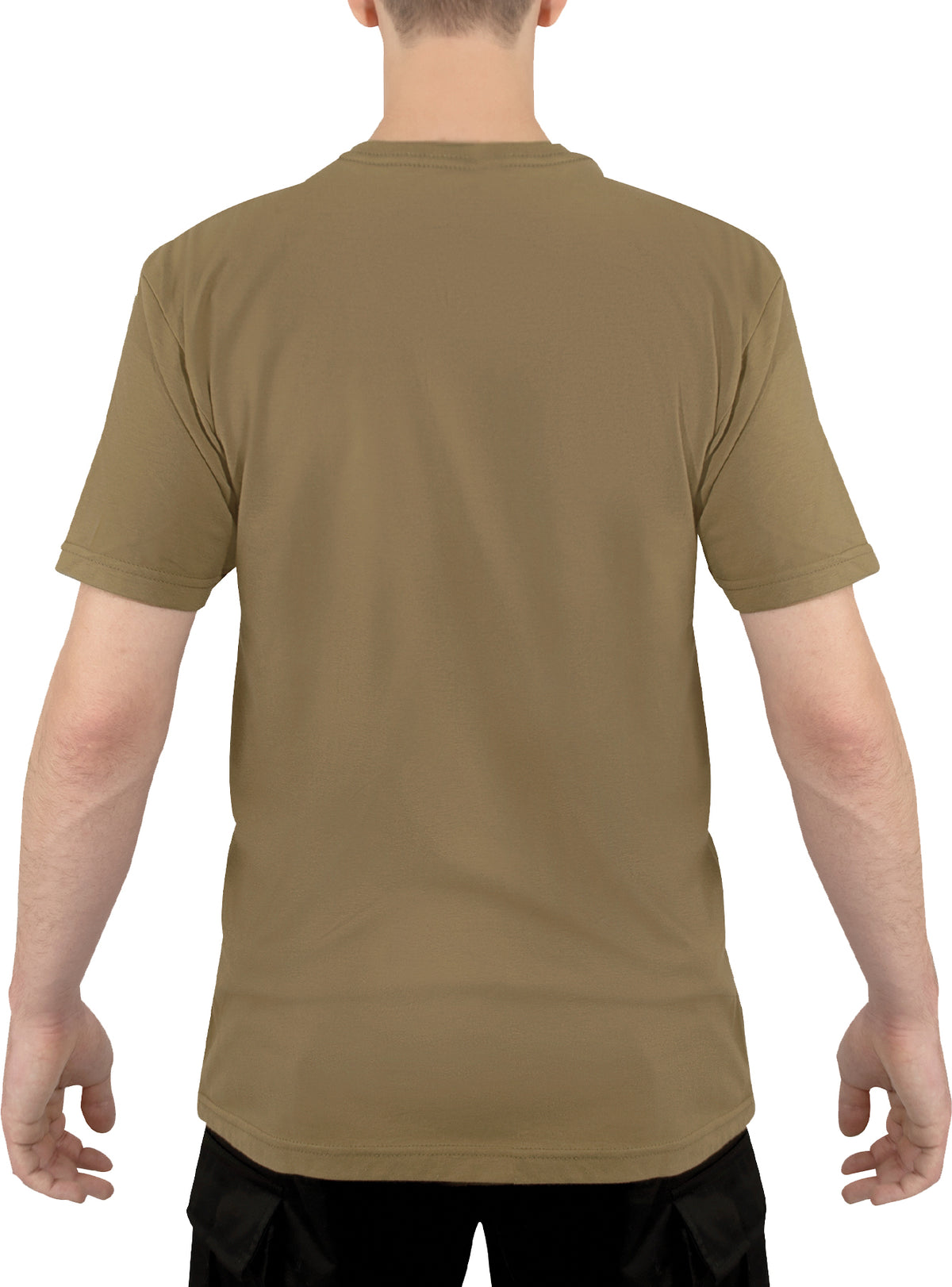 Brown - Athletic Fit Solid Color Tactical Gym T-Shirt, Poly/Cotton