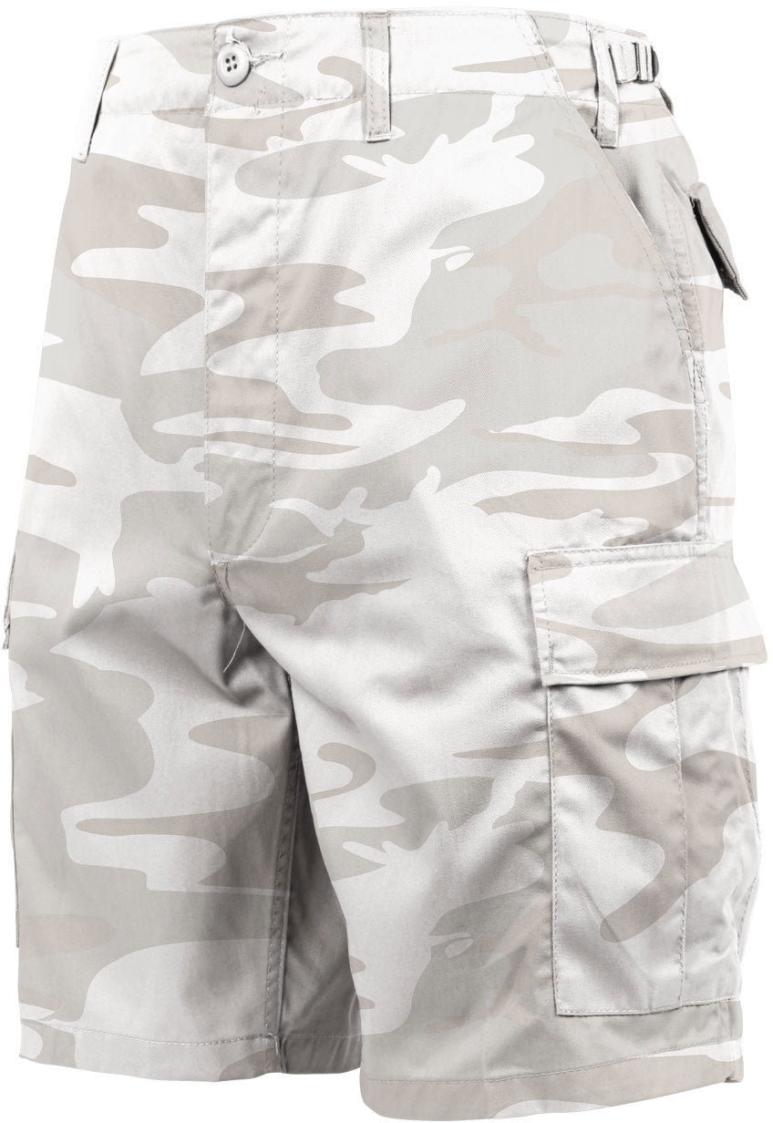 White Camo - Tactical Cargo BDU Shorts - Polyester Cotton Twill - Button Fly