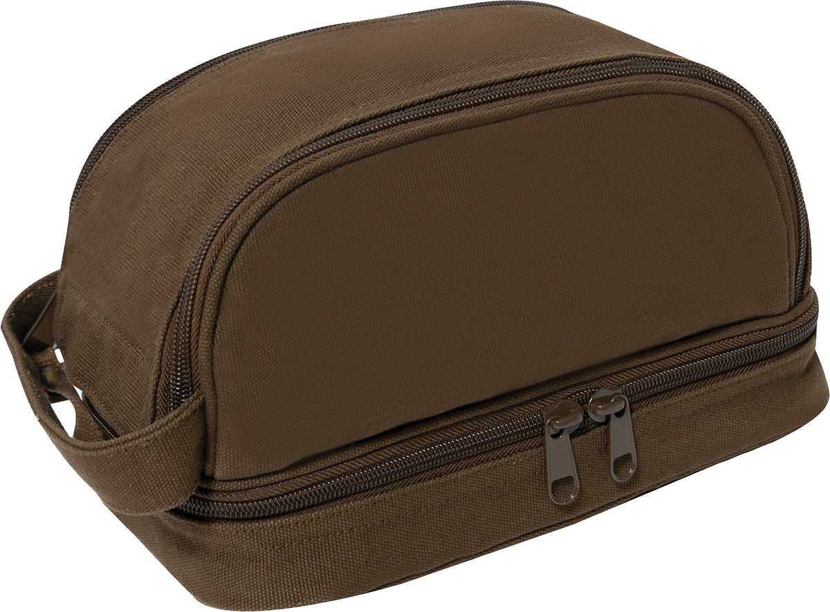 Deluxe Canvas Travel Kit Two Tone Dopp Toiletry Bag with Carry Handle