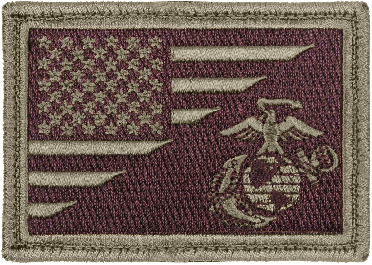 Coyote - US Flag American U.S.M.C Globe & Anchor Hook Patch 3 3/8" x 2 3/8"