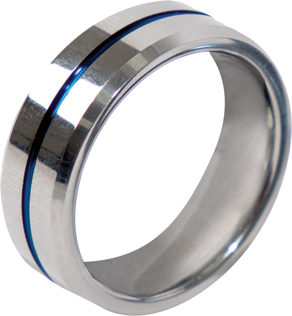 Tungsten Carbide Thin Blue Line Ring