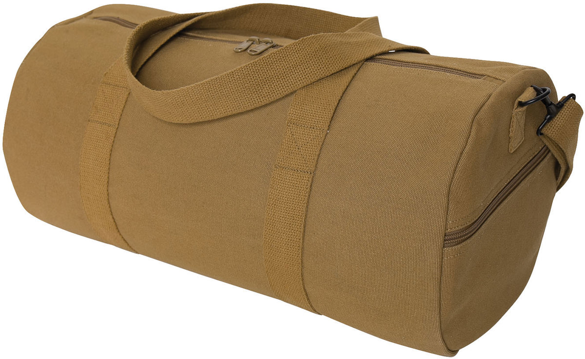 Coyote Brown Heavyweight Cotton Canvas Duffle Bag Sports Gym Shoulder & Carry Bag 19"x9"x9"