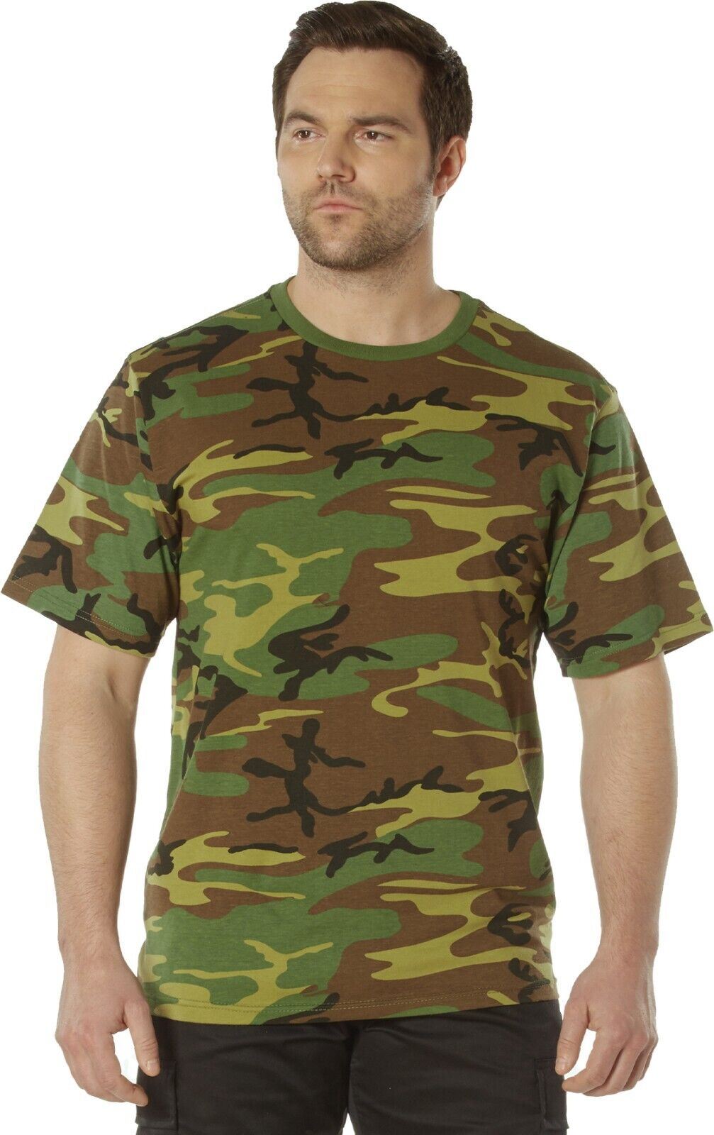 Woodland Camo - Tactical Short Sleeve T-Shirt, Poly/Cotton - Full Comfort Fit