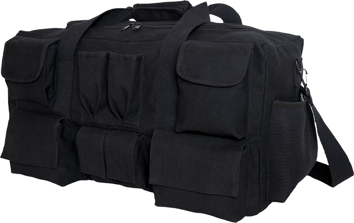 Black Canvas Pocketed Military Gear Bag